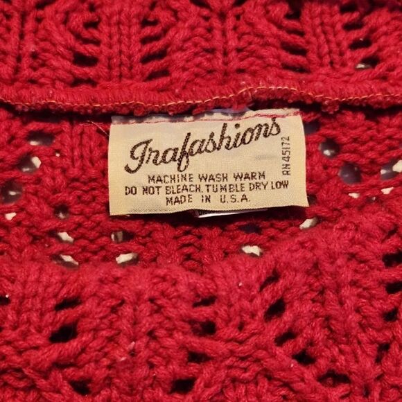 Vintage Trafashion M/L Knit Sweater Pink Made In USA Off Shoulder Style Warm 80s - Picture 5 of 5